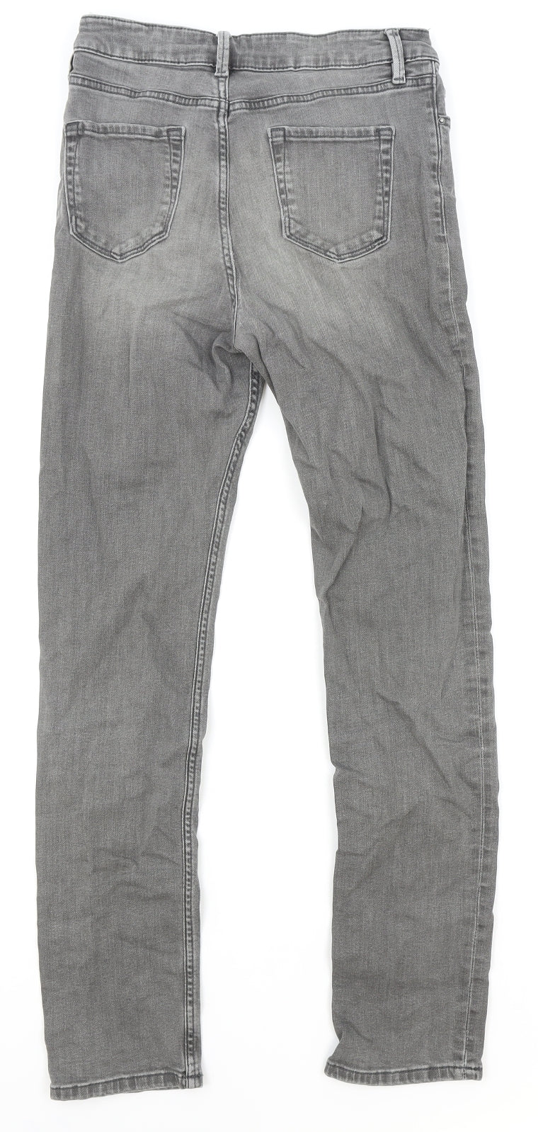 Marks and Spencer Womens Grey Cotton Skinny Jeans Size 8 Regular Zip
