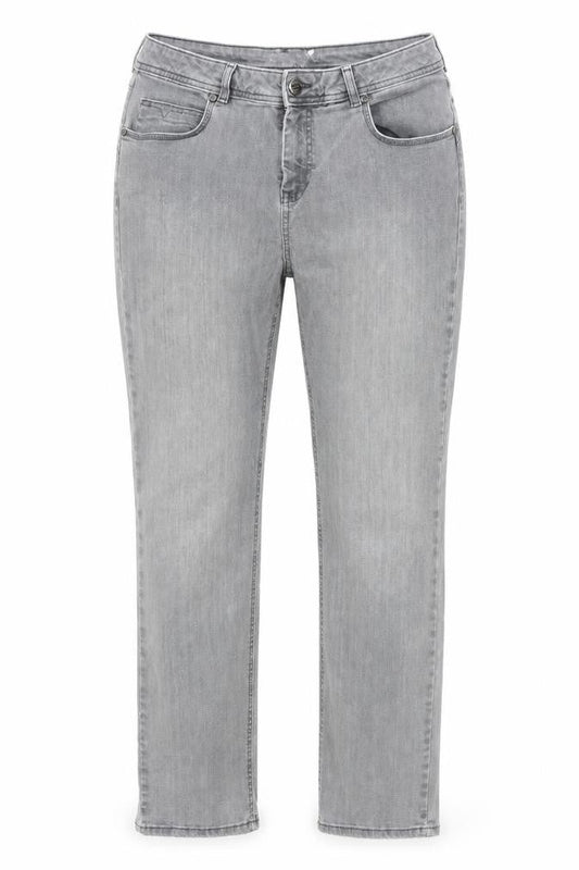 Per Una Womens Grey Cotton Straight Jeans Size 34 in Slim Zip