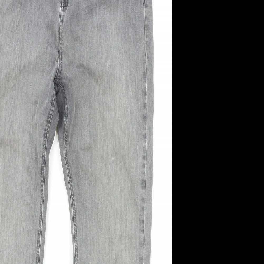 Per Una Womens Grey Cotton Straight Jeans Size 34 in Slim Zip