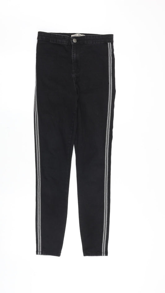 Denim & Co. Womens Black Cotton Skinny Jeans Size 6 Slim Zip - Side Stripe
