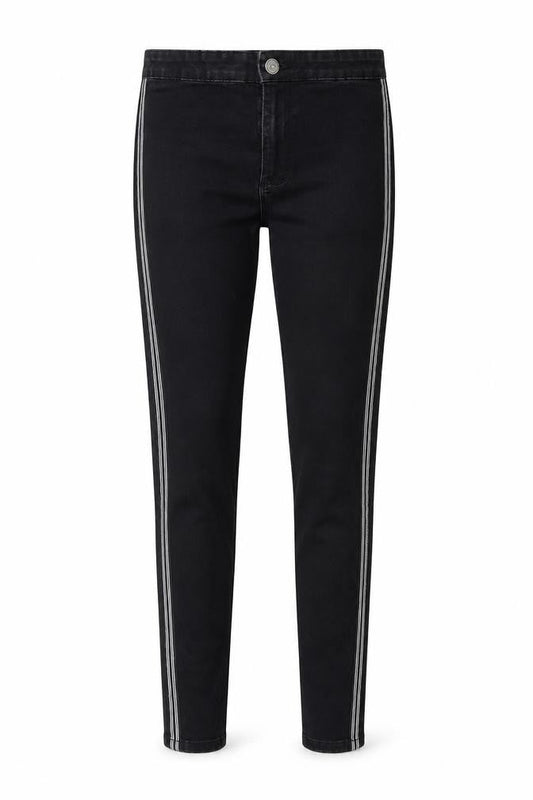 Denim & Co. Womens Black Cotton Skinny Jeans Size 6 Slim Zip - Side Stripe