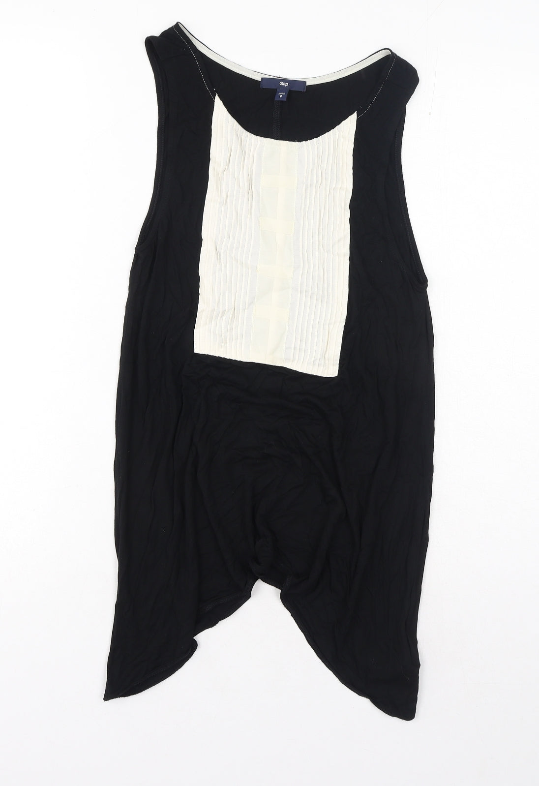 Gap Womens Black Colourblock Viscose Tunic Tank Size S Boat Neck