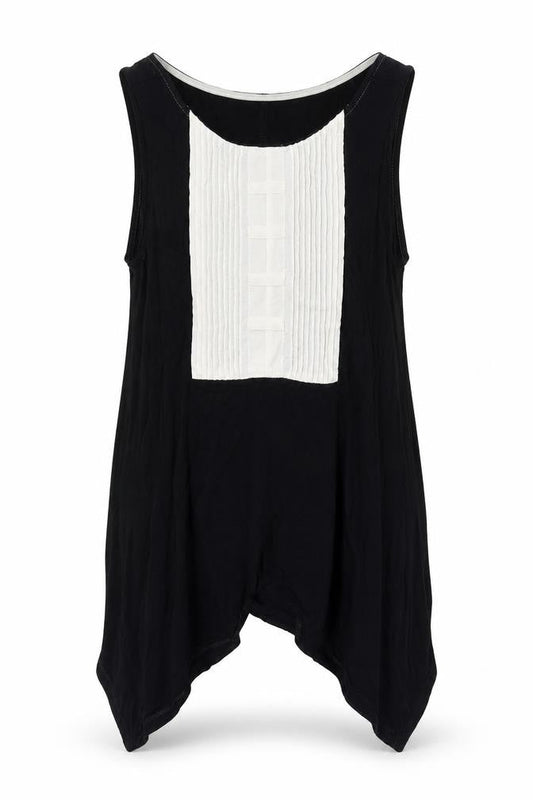 Gap Womens Black Colourblock Viscose Tunic Tank Size S Boat Neck