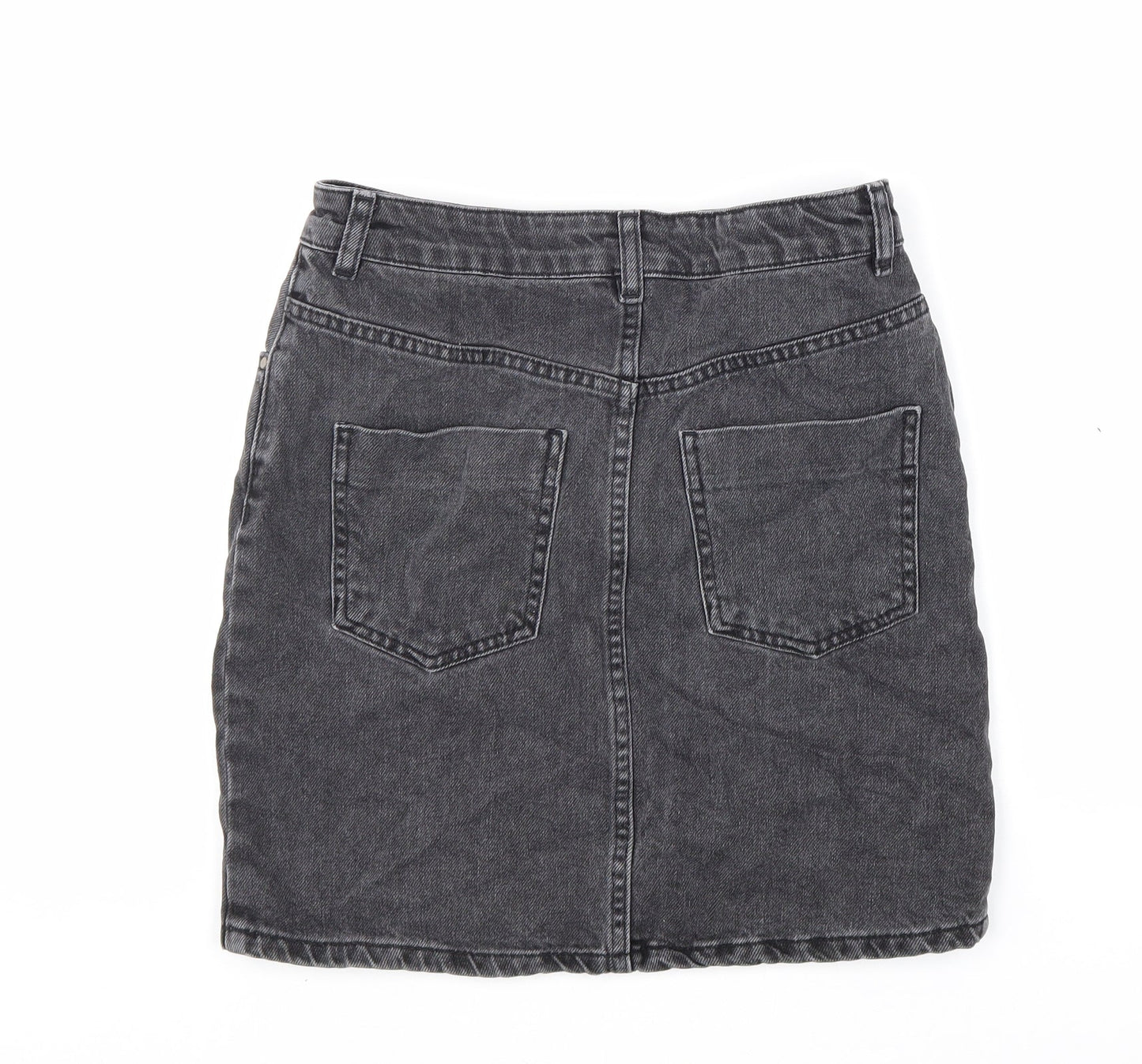 ASOS Womens Black Cotton Straight & Pencil Skirt Size 8 Zip