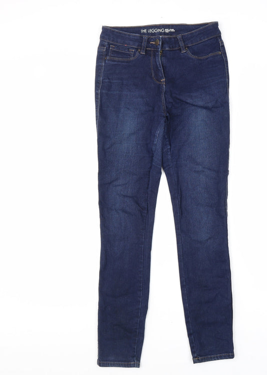 NEXT Womens Blue Cotton Skinny Jeans Size 8 L29 in Regular Zip