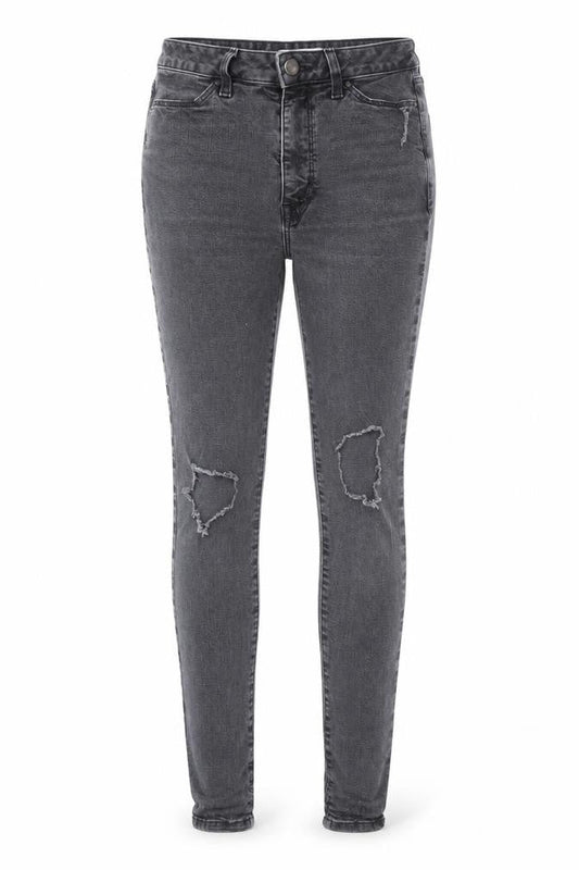 Michelle Keegan Womens Grey Herringbone Cotton Skinny Jeans Size 8 L30 in Regular Zip