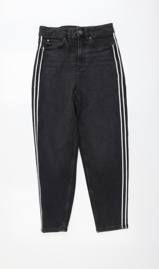 Marks and Spencer Womens Grey Cotton Skinny Jeans Size 6 L26 in Regular Button - Side Stripe Detail