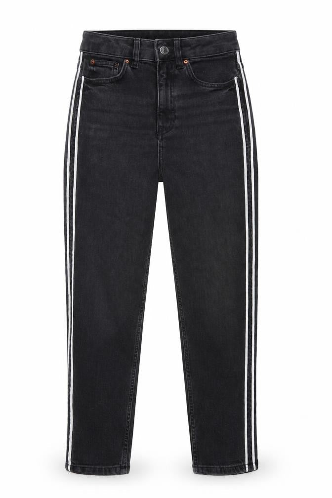 Marks & Spencer Womens Grey Cotton Skinny Jeans Size 6 L26 in Regular Button - Side Stripe Detail