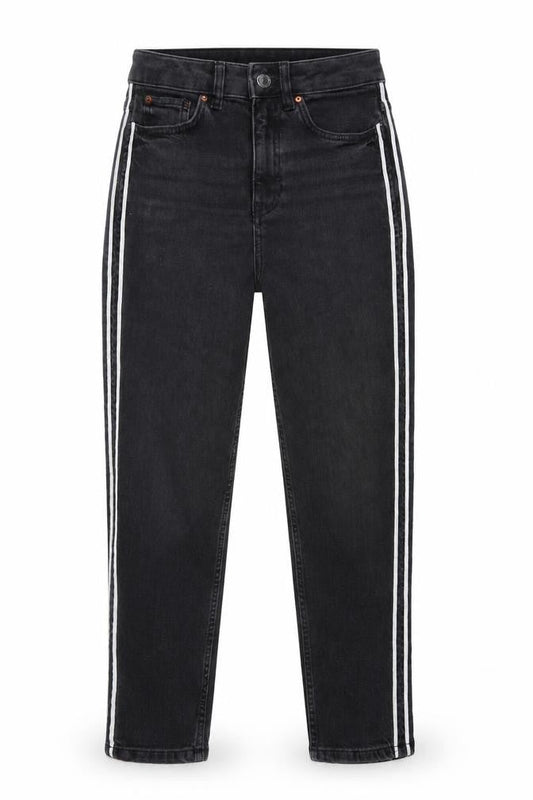 Marks & Spencer Womens Grey Cotton Skinny Jeans Size 6 L26 in Regular Button - Side Stripe Detail