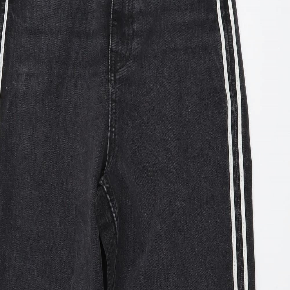 Marks and Spencer Womens Grey Cotton Skinny Jeans Size 6 L26 in Regular Button - Side Stripe Detail