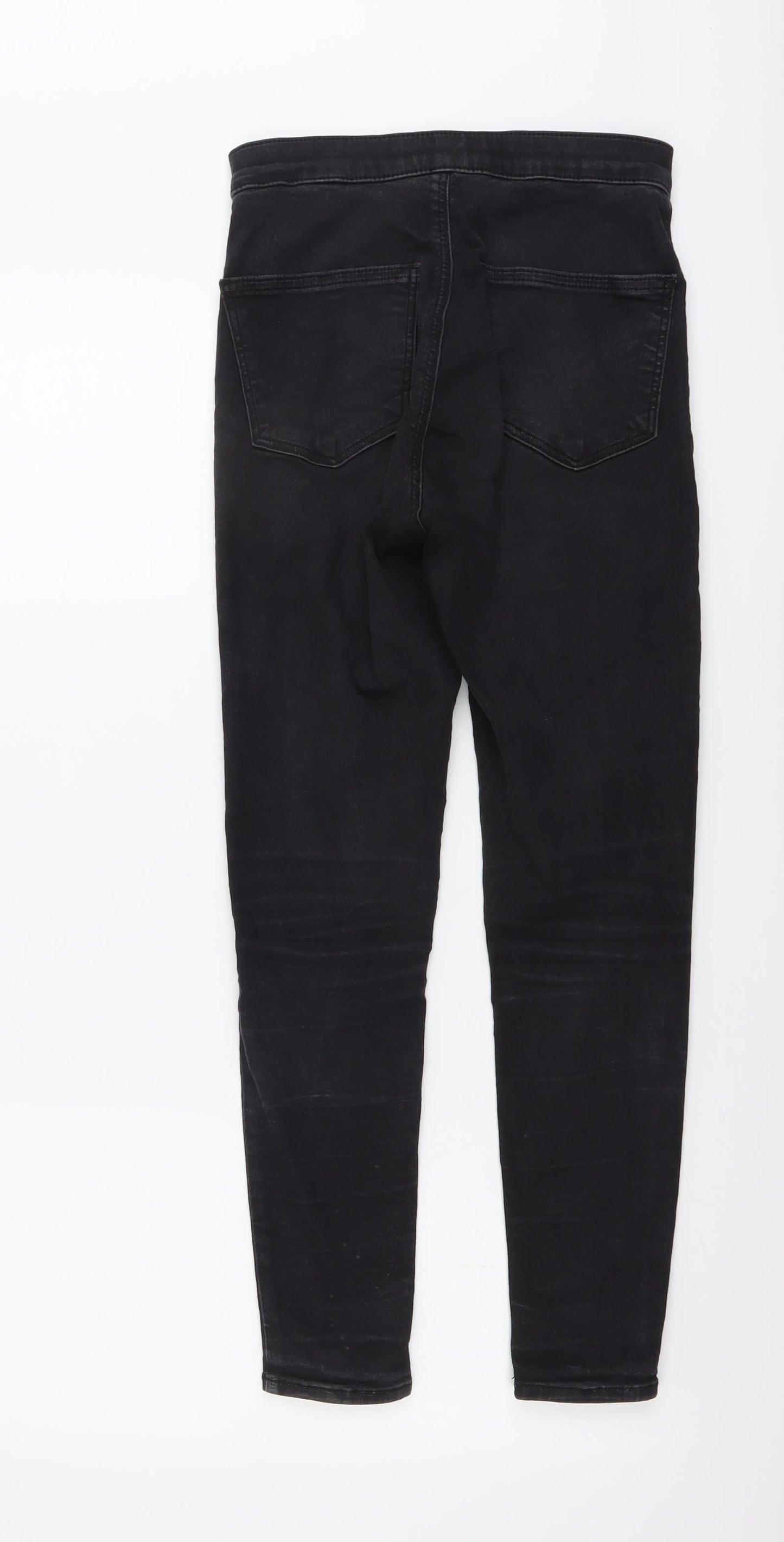 Topshop Womens Black Cotton Skinny Jeans Size 28 in L30 in Regular Button