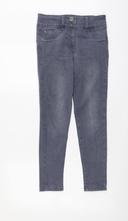 NEXT Womens Blue Cotton Skinny Jeans Size 10 L26 in Slim Button
