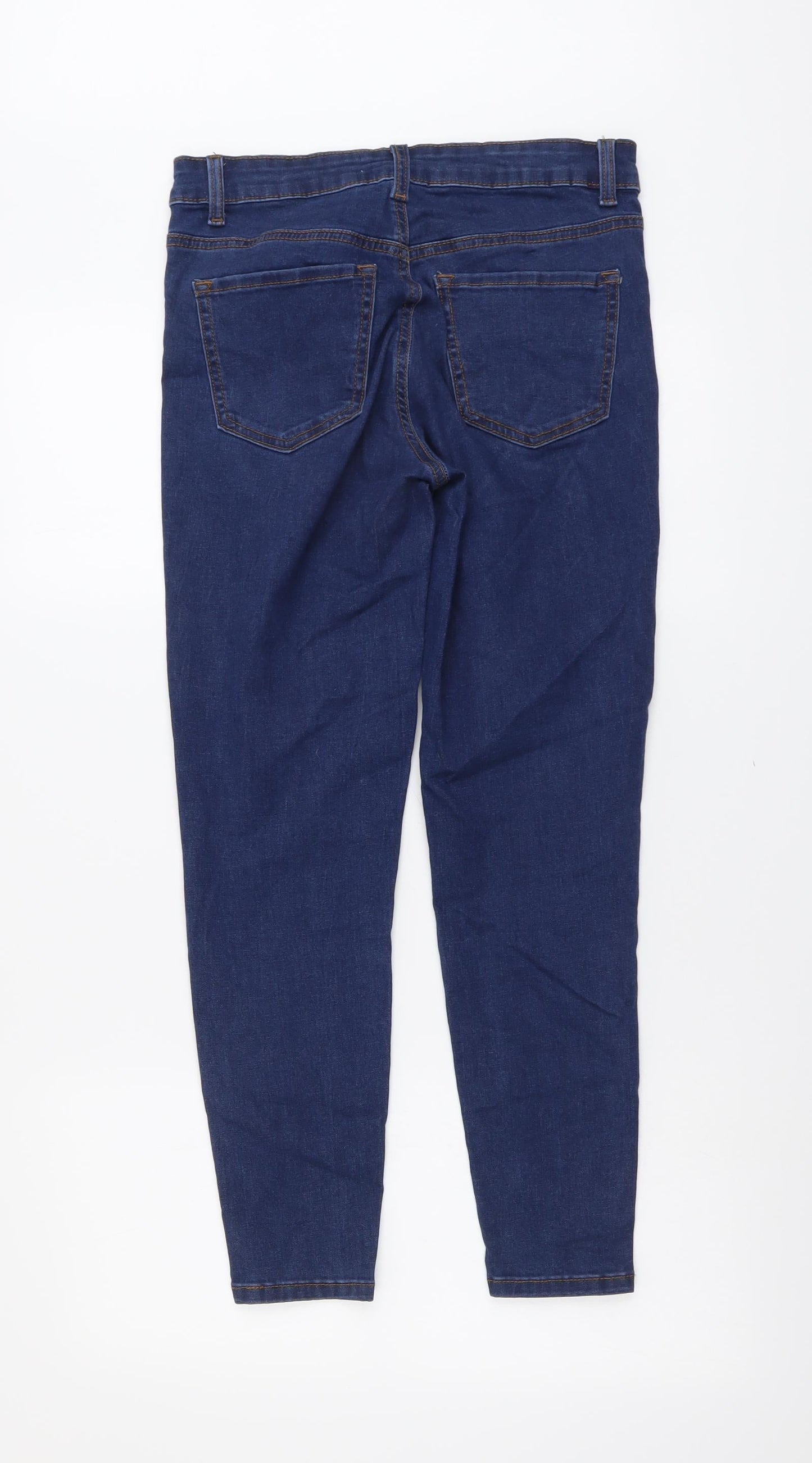 Denim & Co. Womens Blue Cotton Skinny Jeans Size 10 L26 in Regular Button