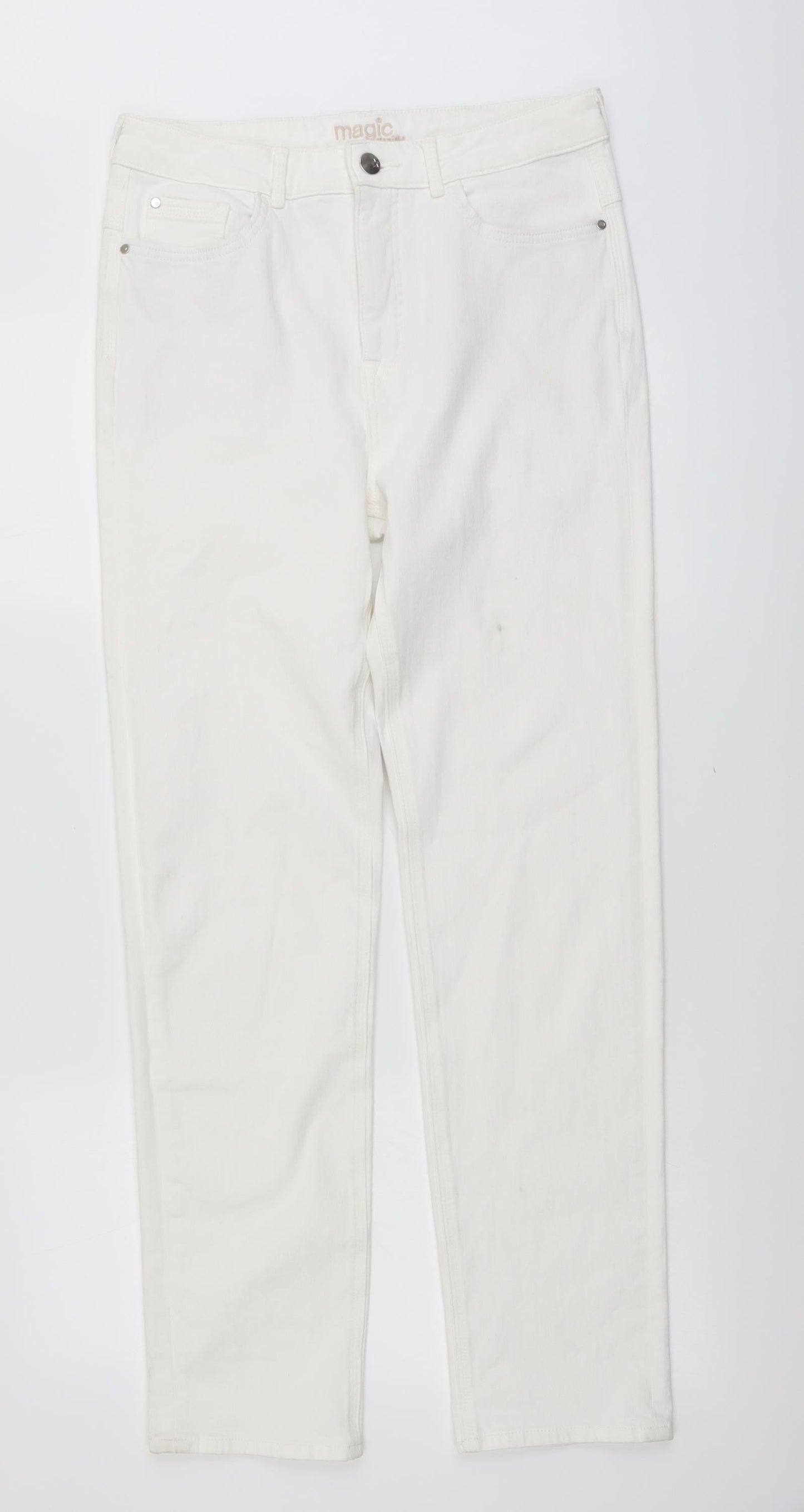 Marks and Spencer Womens White Cotton Skinny Jeans Size 30 in L30 in Regular Button
