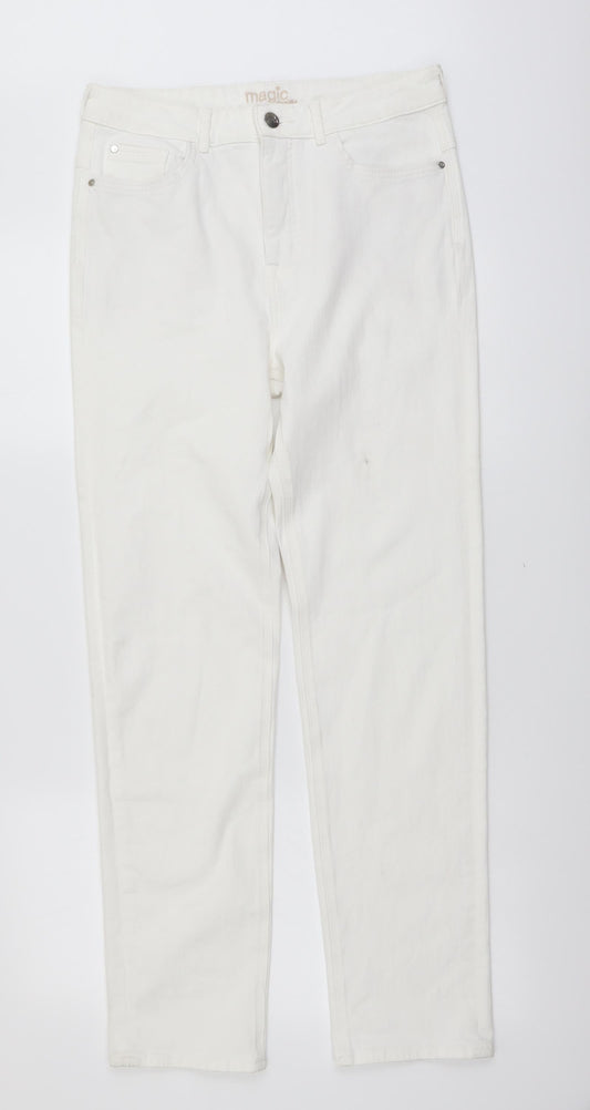 Marks and Spencer Womens White Cotton Skinny Jeans Size 30 in L30 in Regular Button
