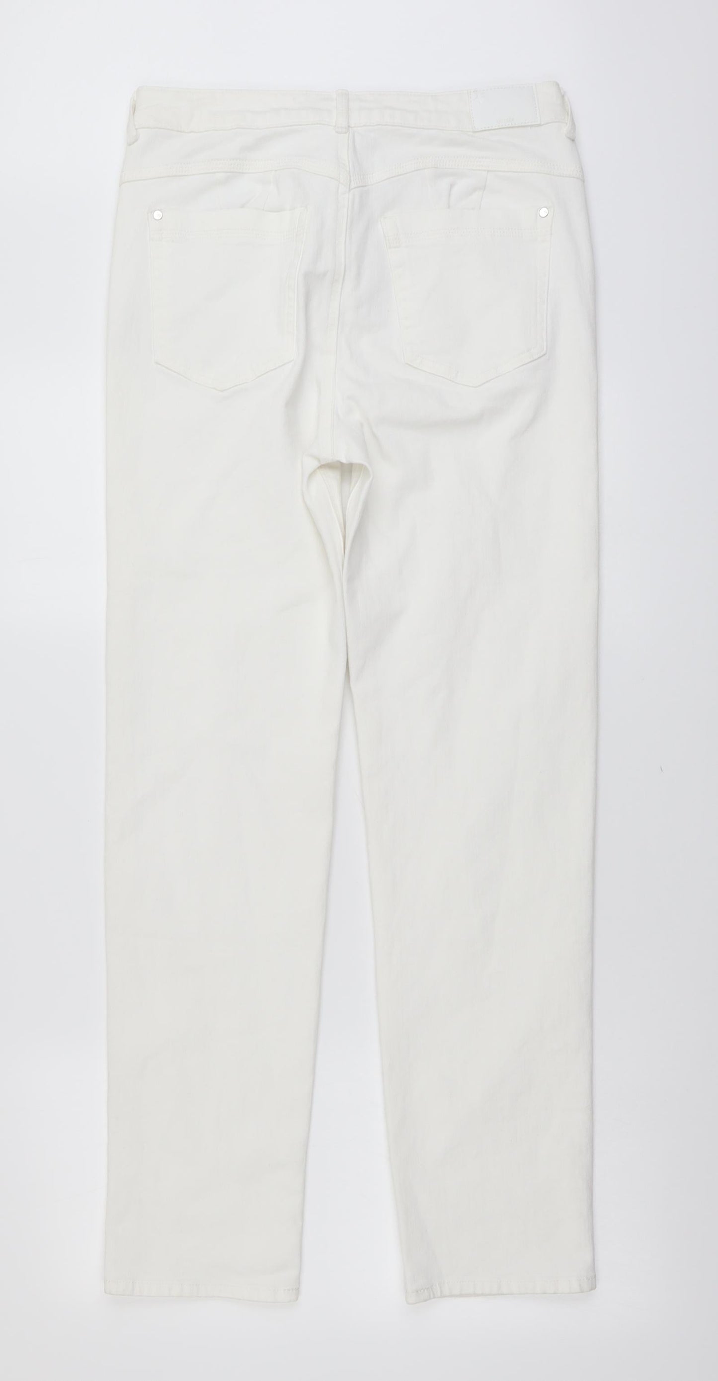 Marks and Spencer Womens White Cotton Skinny Jeans Size 30 in L30 in Regular Button