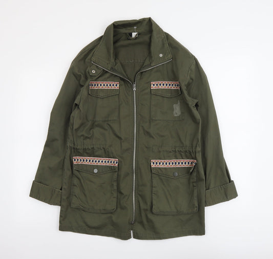 H&M Womens Green Geometric Jacket Size S Zip