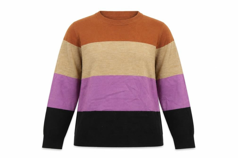 Marks & Spencer Womens Multicoloured Scoop Neck Acrylic Pullover Jumper Size 12 - Colourblock