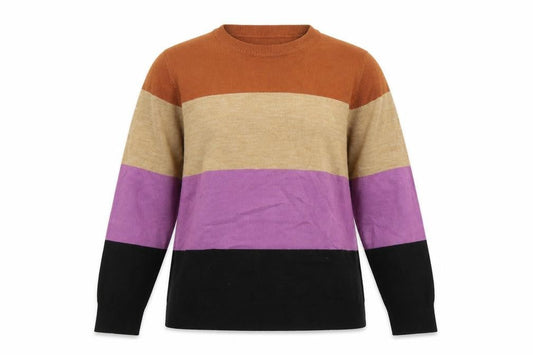 Marks & Spencer Womens Multicoloured Scoop Neck Acrylic Pullover Jumper Size 12 - Colourblock