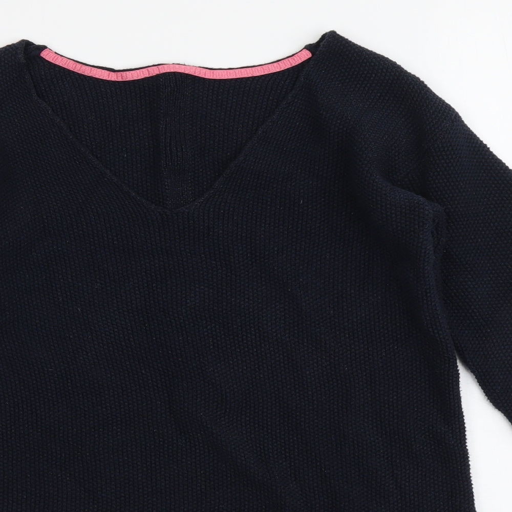 NEXT Womens Blue V-Neck Cotton Pullover Jumper Size 8