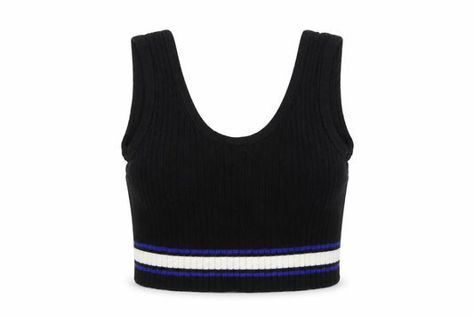 Boohoo Womens Black Acrylic Cropped Tank Size S Scoop Neck - Ribbed