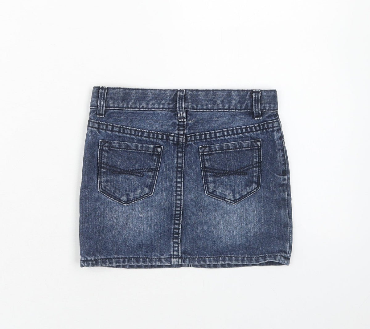 Gap Girls Blue Cotton Mini Skirt Size 5 Years Regular Zip