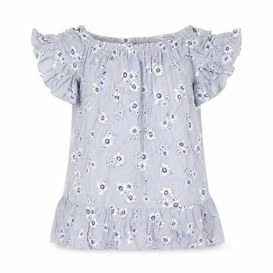 New Look Womens Blue Floral Viscose Mini Size 6 Boat Neck Pullover