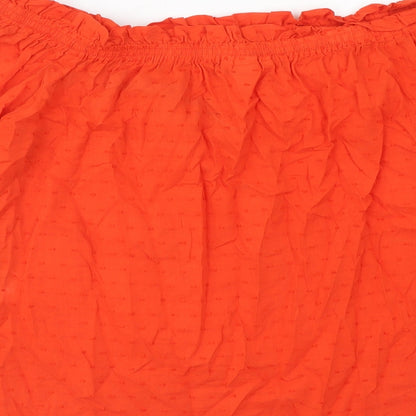 H&M Womens Orange Cotton Basic Blouse Size 12 Off the Shoulder