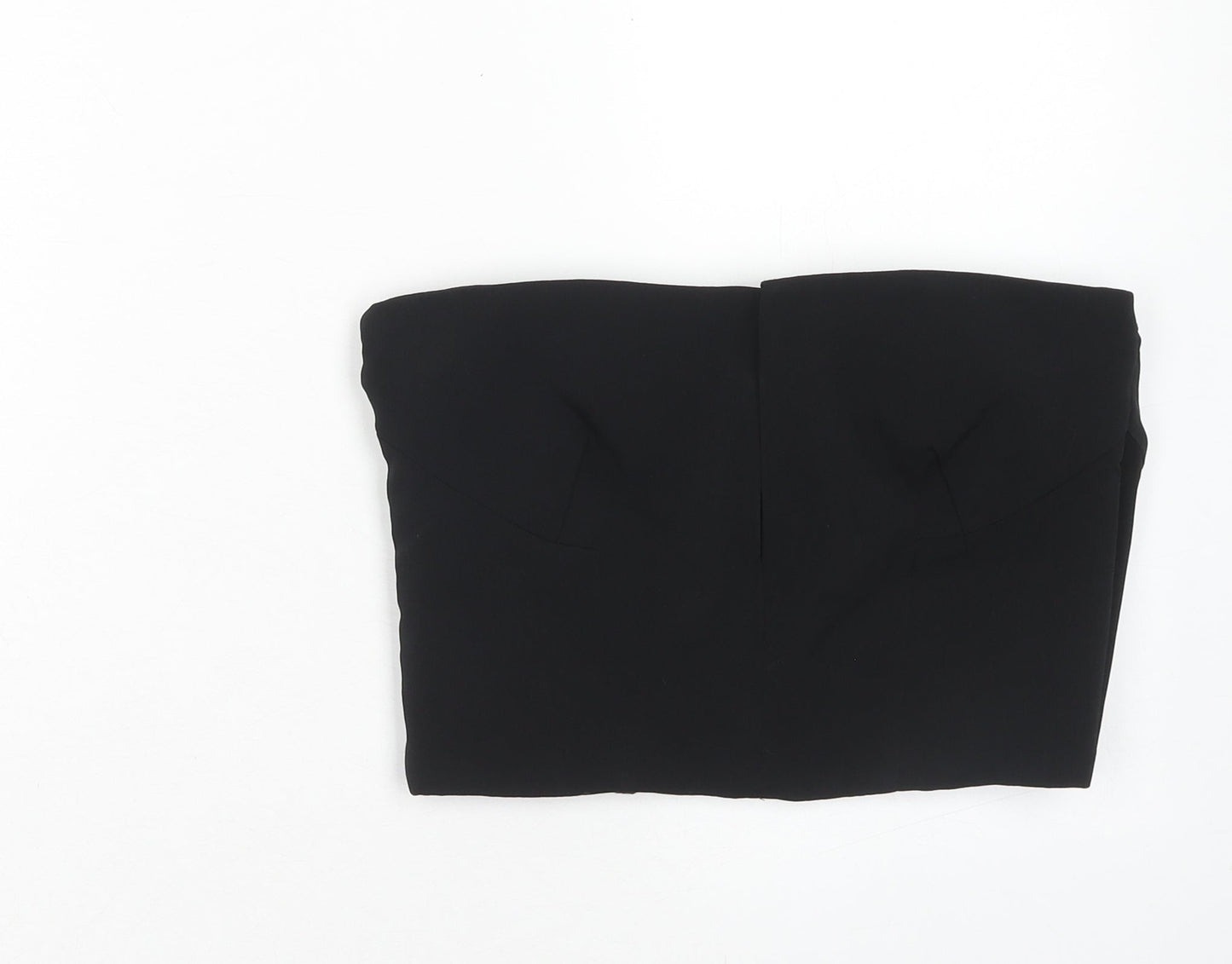 Topshop Womens Black Polyester Cropped Blouse Size 10 Off the Shoulder