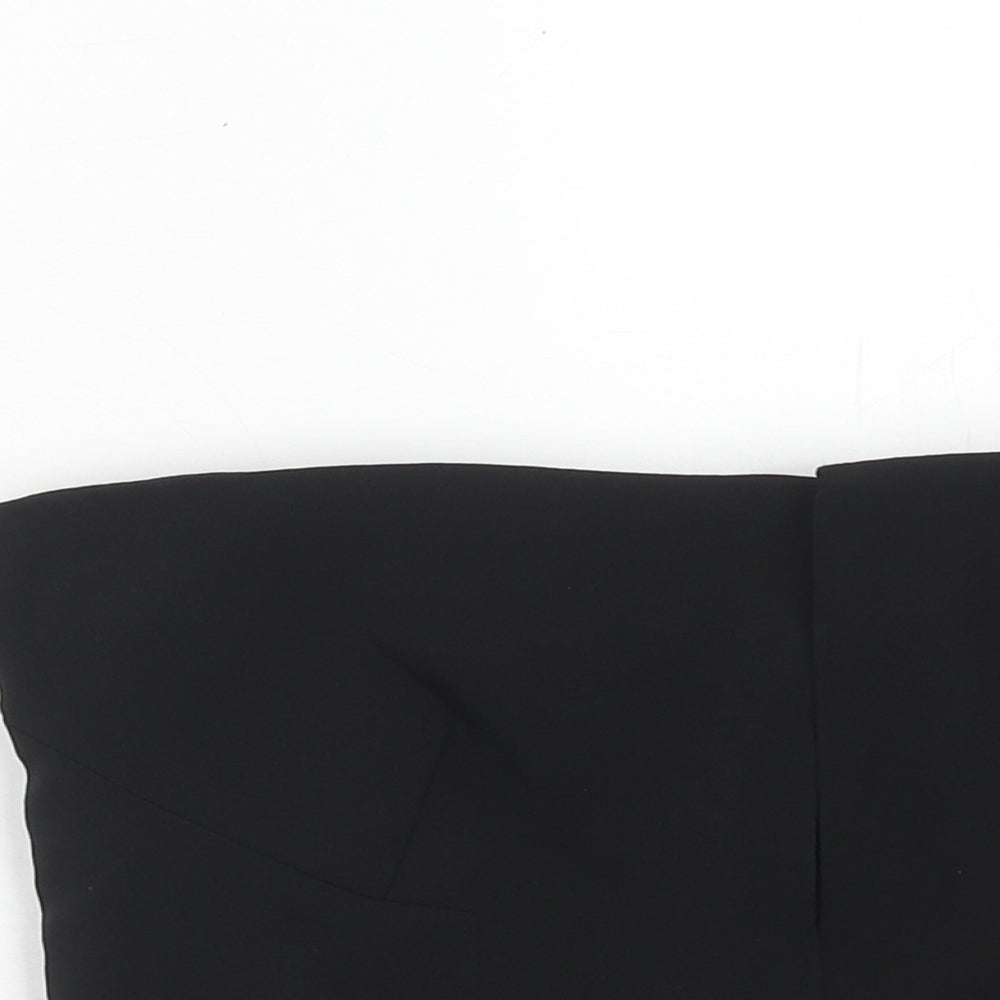 Topshop Womens Black Polyester Cropped Blouse Size 10 Off the Shoulder