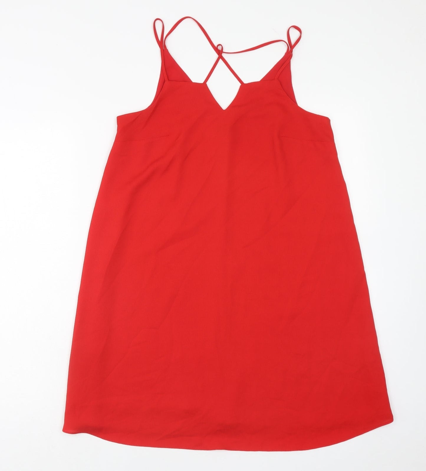 River Island Womens Red Polyester Trapeze & Swing Size 10 V-Neck Pullover