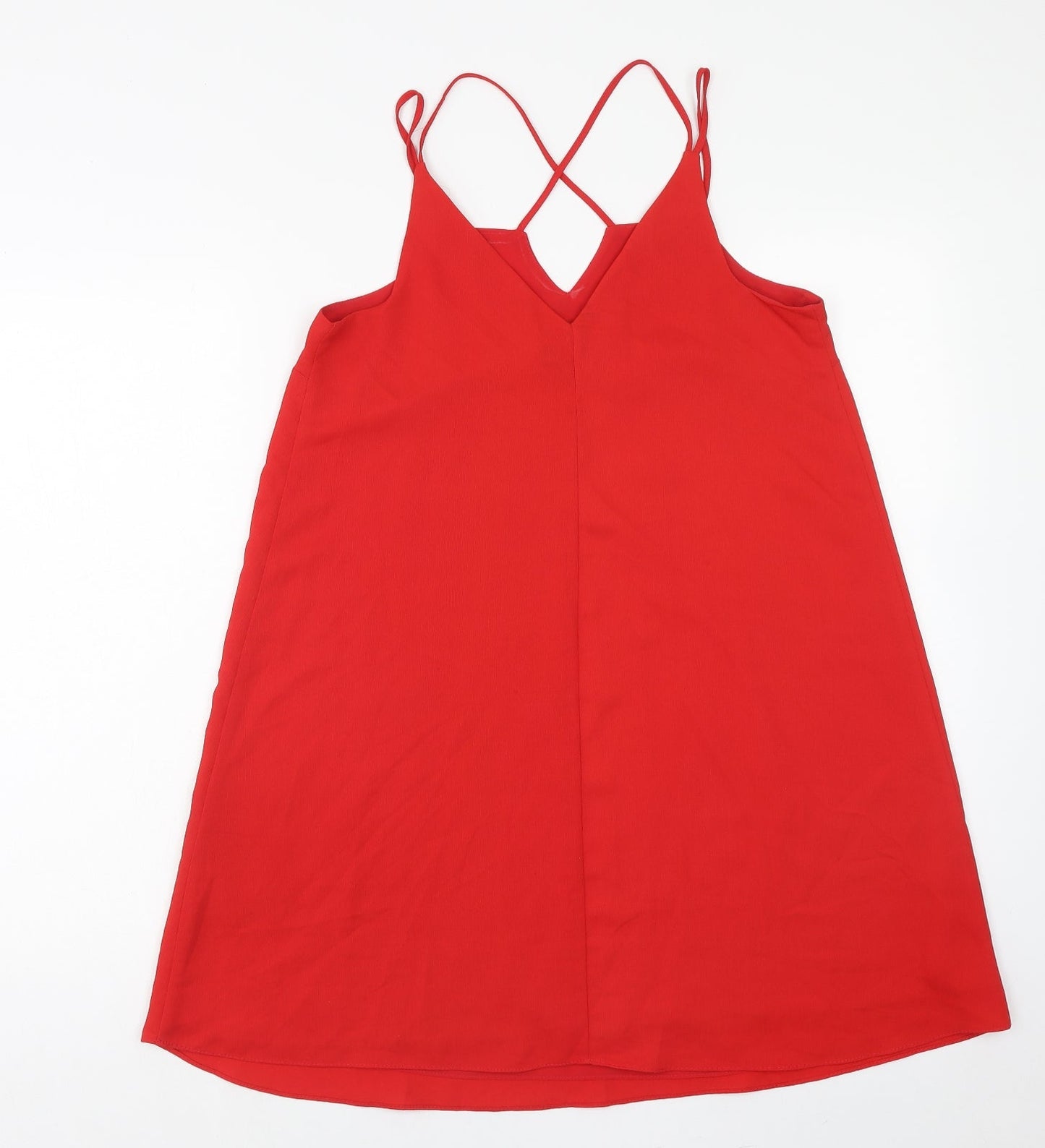 River Island Womens Red Polyester Trapeze & Swing Size 10 V-Neck Pullover