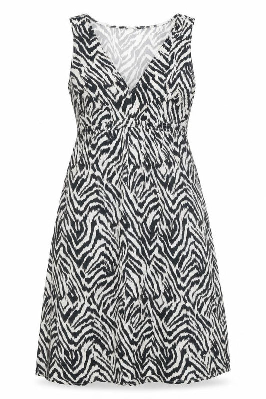 H&M Womens Black Animal Print 100% Cotton A-Line Size S V-Neck Pullover - Zebra Print
