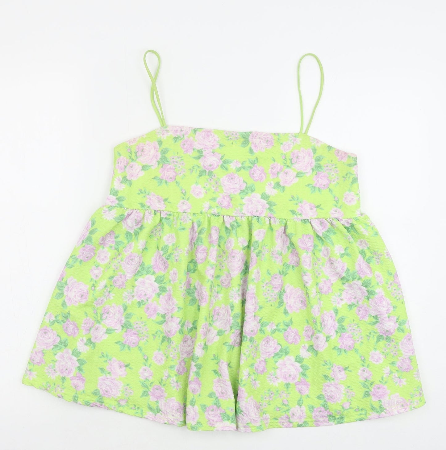 ASOS Womens Green Floral Polyester Camisole Tank Size 8 Square Neck