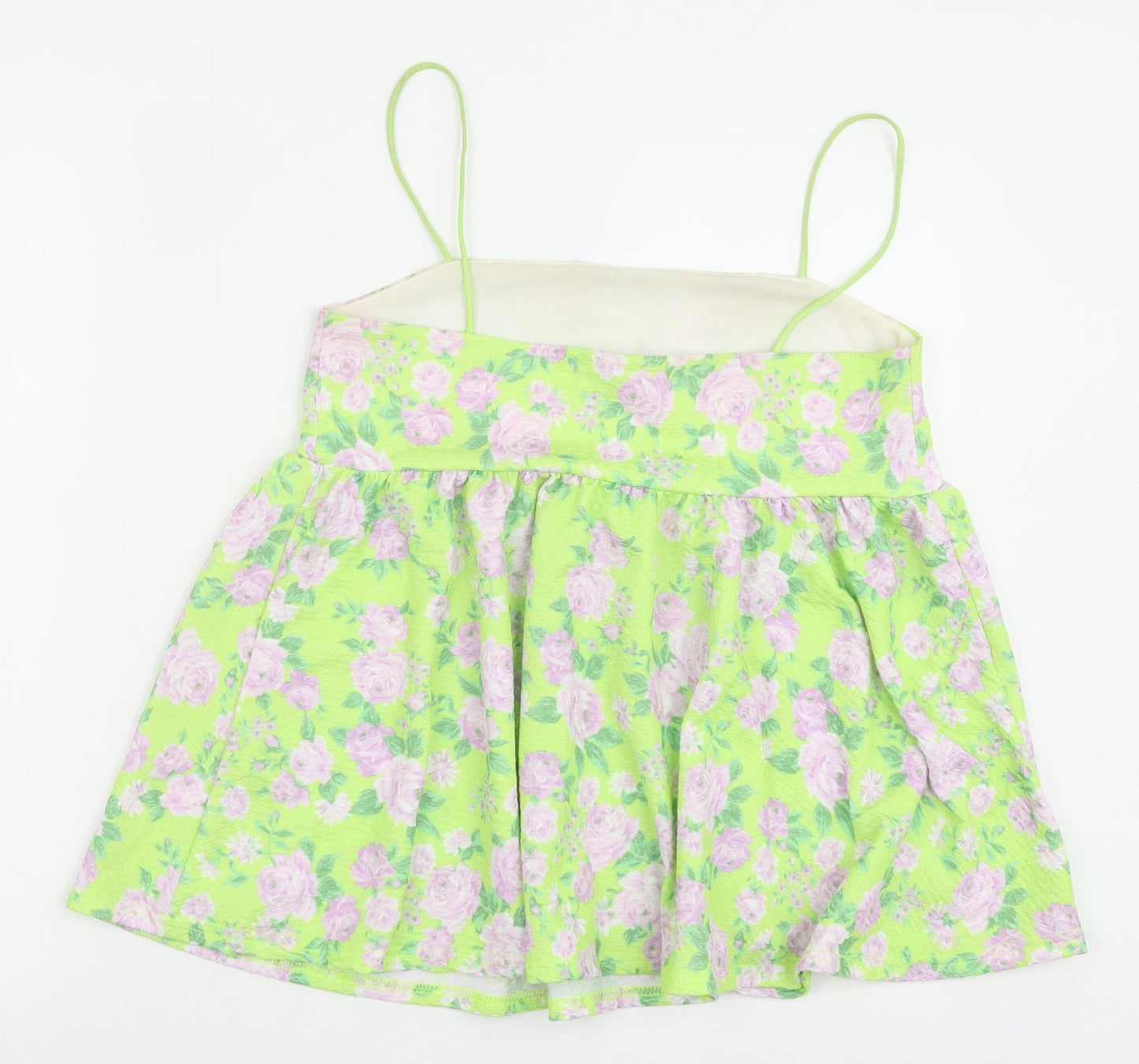 ASOS Womens Green Floral Polyester Camisole Tank Size 8 Square Neck