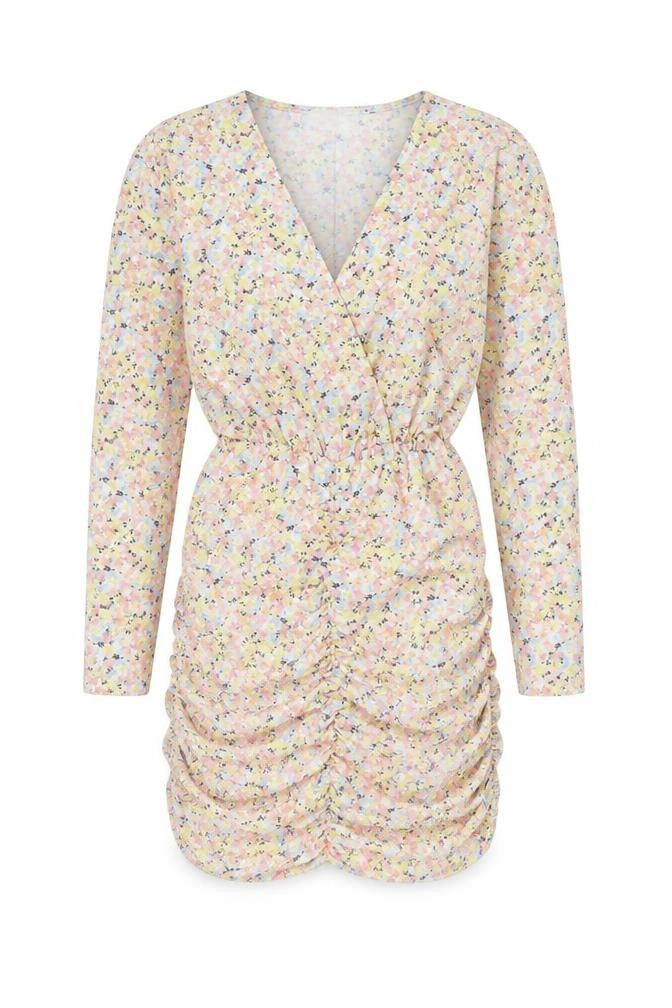 Parisian Womens Multicoloured Floral Polyester Bodycon Size M V-Neck Zip