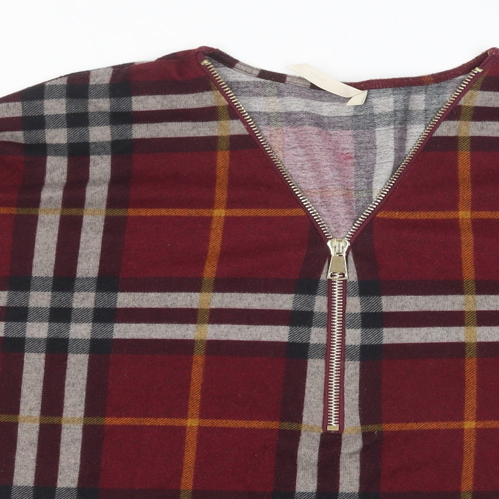Stella Morgan Womens Red Plaid Polyester Basic Blouse Size 12 V-Neck