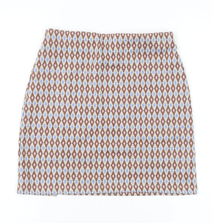 Primark Womens Brown Geometric Polyester Straight & Pencil Skirt Size 6