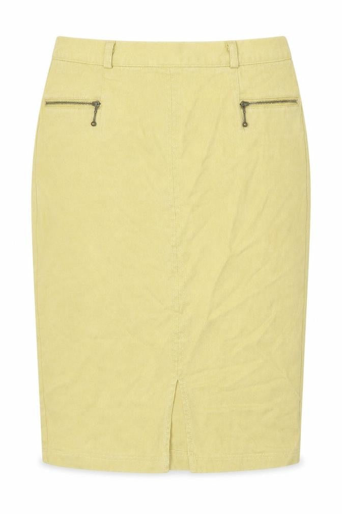Preworn Womens Yellow Lyocell Straight & Pencil Skirt Size 12 Zip