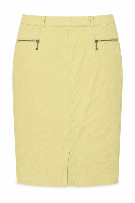 Preworn Womens Yellow Lyocell Straight & Pencil Skirt Size 12 Zip