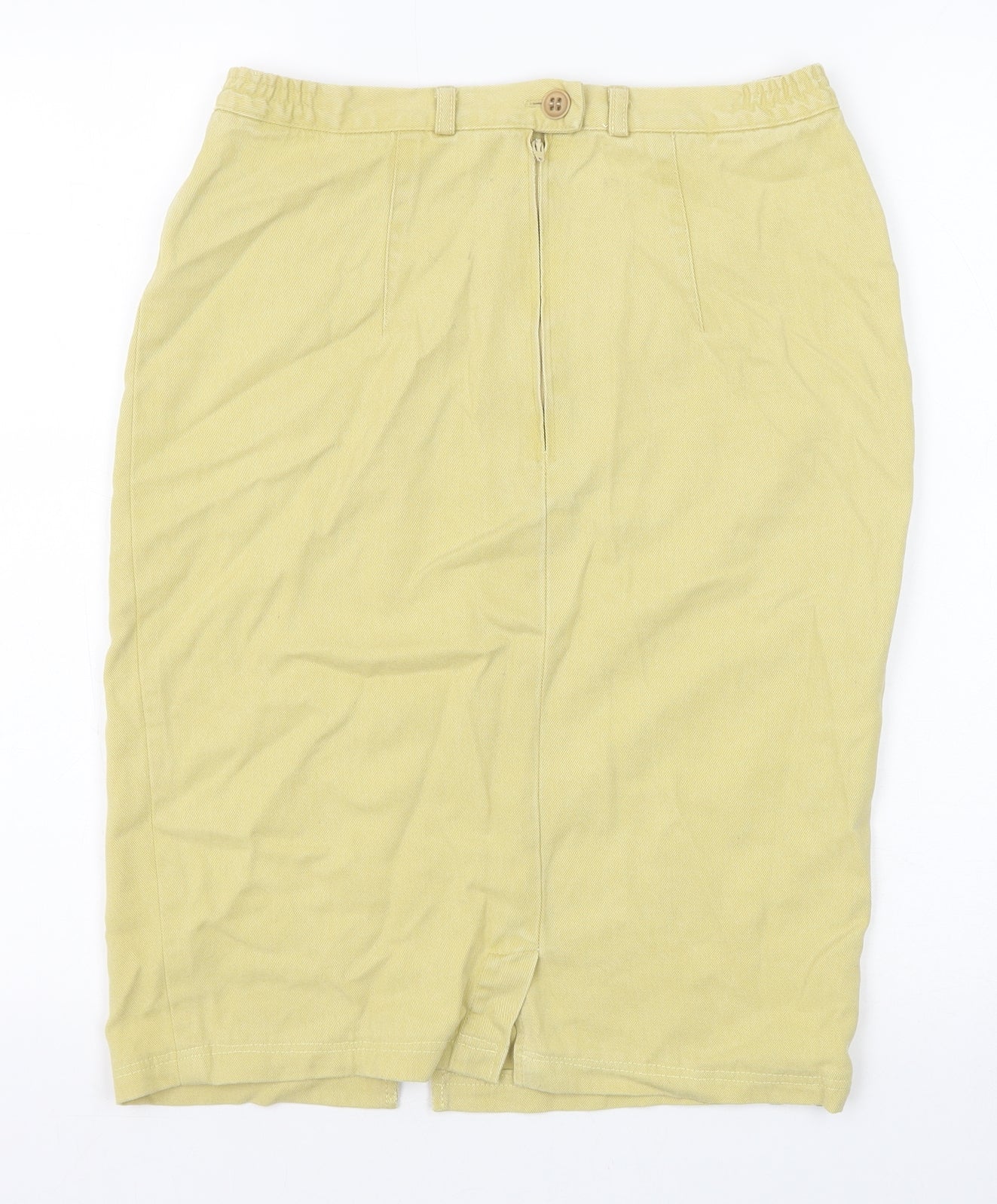 Preworn Womens Yellow Lyocell Straight & Pencil Skirt Size 12 Zip
