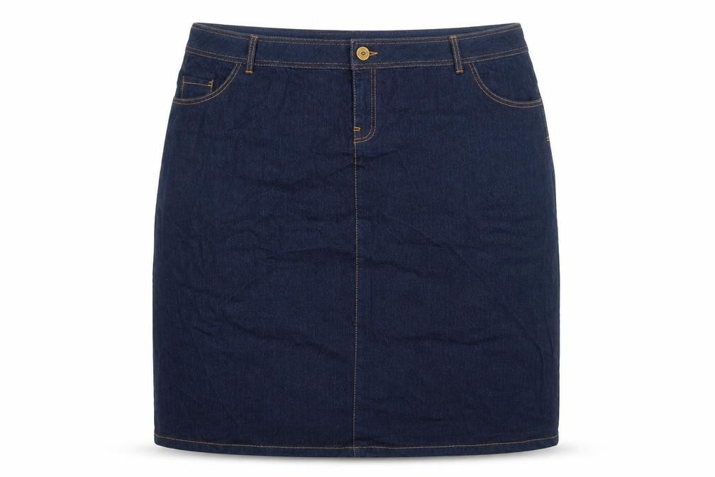 Preworn Womens Blue Cotton Straight & Pencil Skirt Size 32 Zip