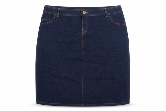 Preworn Womens Blue Cotton Straight & Pencil Skirt Size 32 Zip