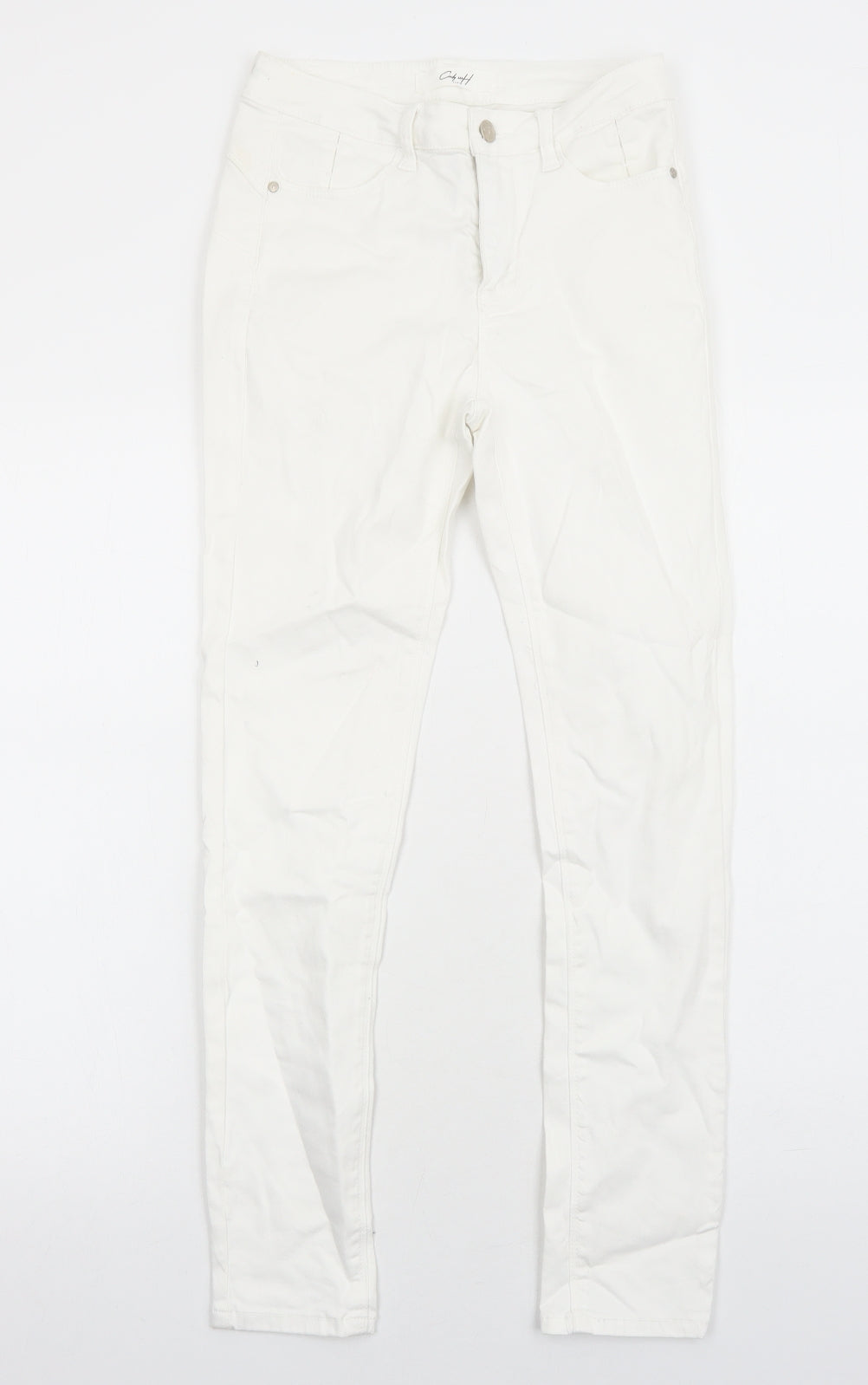 Preworn Womens White Cotton Skinny Jeans Size 8 Regular Zip