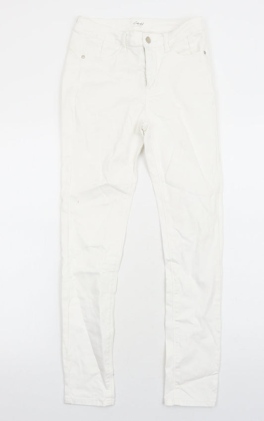 Preworn Womens White Cotton Skinny Jeans Size 8 Regular Zip