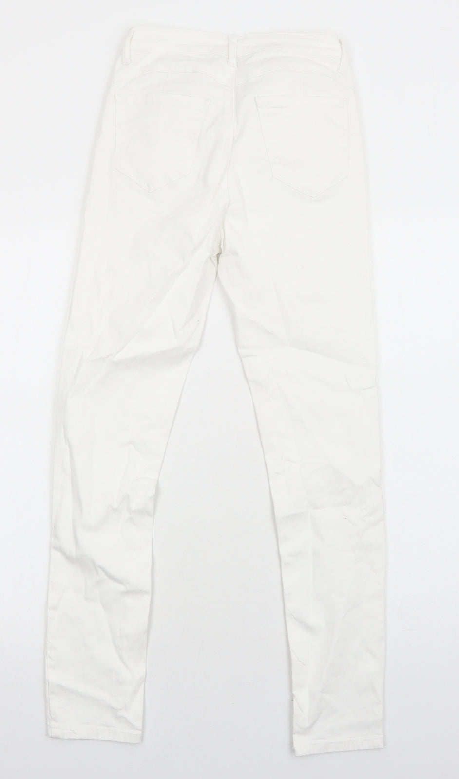Preworn Womens White Cotton Skinny Jeans Size 8 Regular Zip