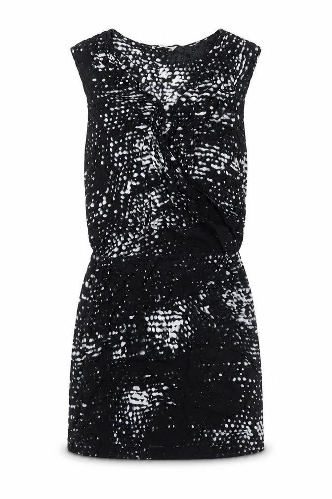 Second Female Womens Black Geometric Rayon Bodycon Size XS Boat Neck Pullover