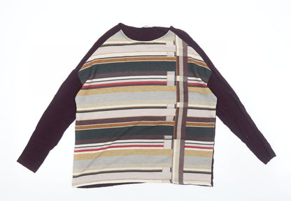 Zara Womens Purple Striped Polyester Basic Blouse Size S Boat Neck