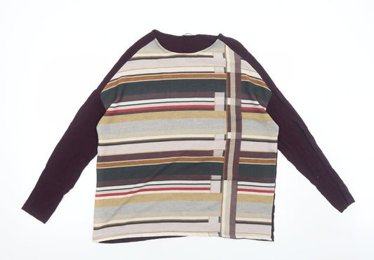 Zara Womens Purple Striped Polyester Basic Blouse Size S Boat Neck
