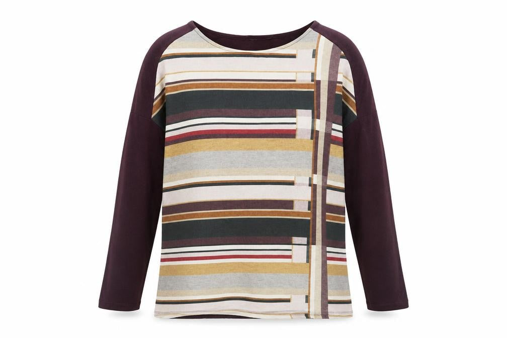 Zara Womens Purple Striped Polyester Basic Blouse Size S Boat Neck